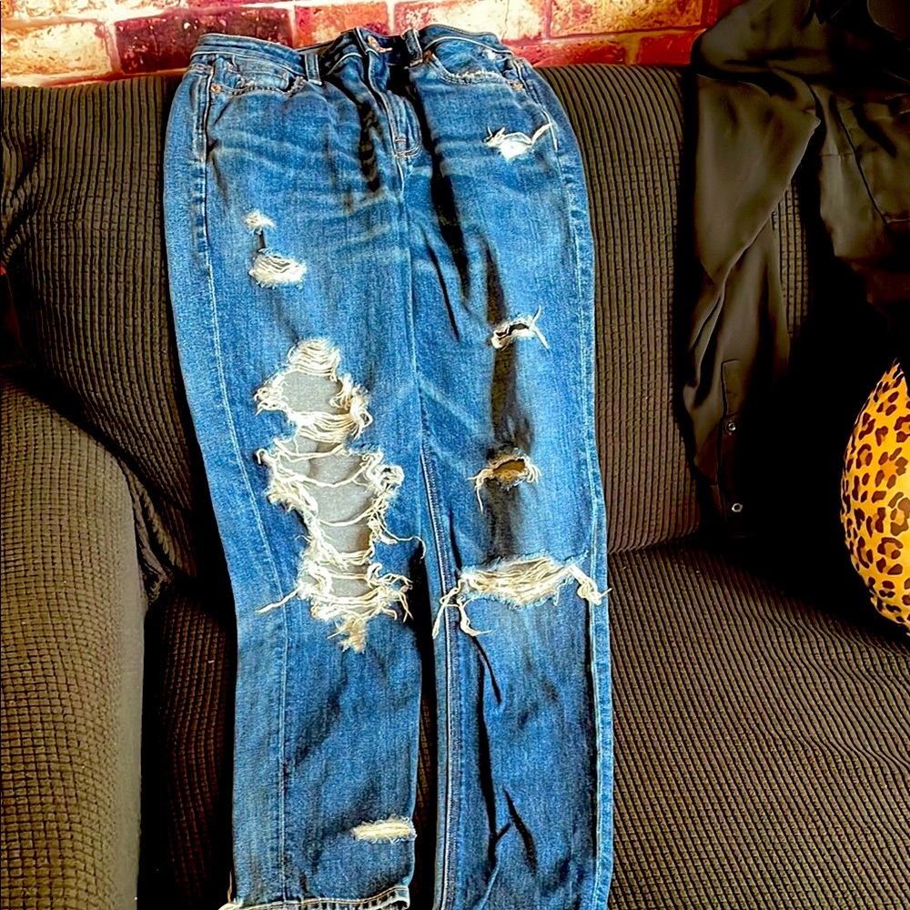 American Eagle Outfitters Blue Distressed Skinny Jeans